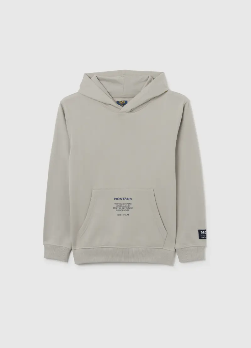 Felpa Con Cappuccio Grigia Da Ragazzo In Puro Cotone Regular Fit, Bambino, Grigio