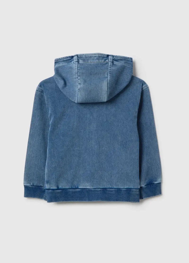 Felpa Con Cappuccio In Misto Cotone Blu Da Bambino Regular Fit, Denim miniatura 2
