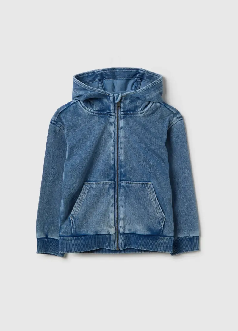 Felpa Con Cappuccio In Misto Cotone Blu Da Bambino Regular Fit, Denim