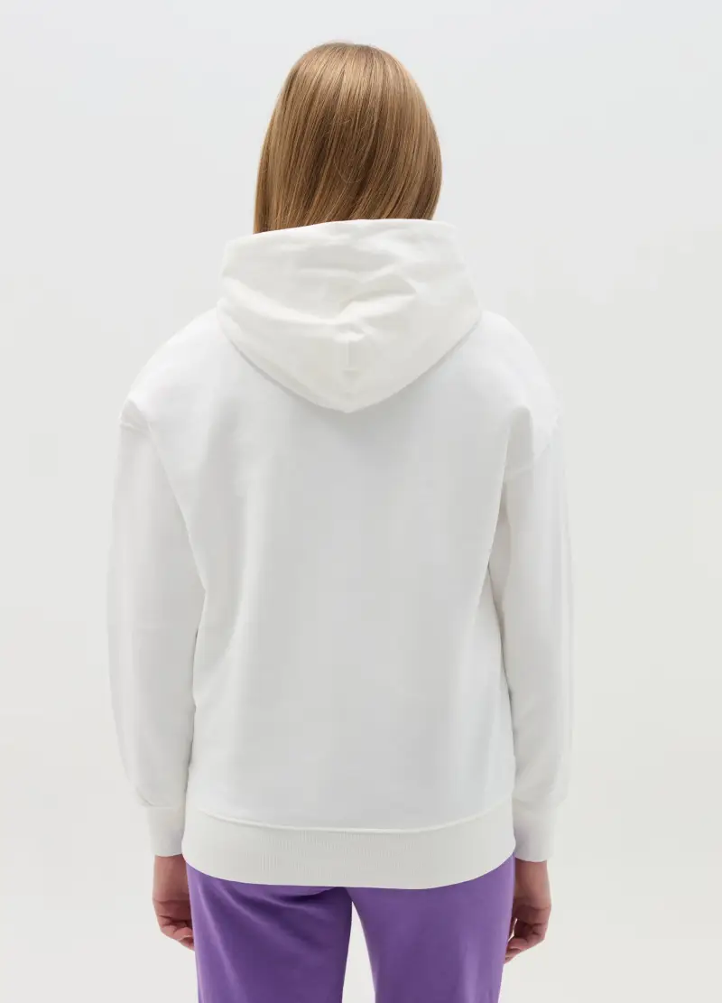 Felpa Con Cappuccio Stampa Stitch "ohana", Bambina, Bianco miniatura 2