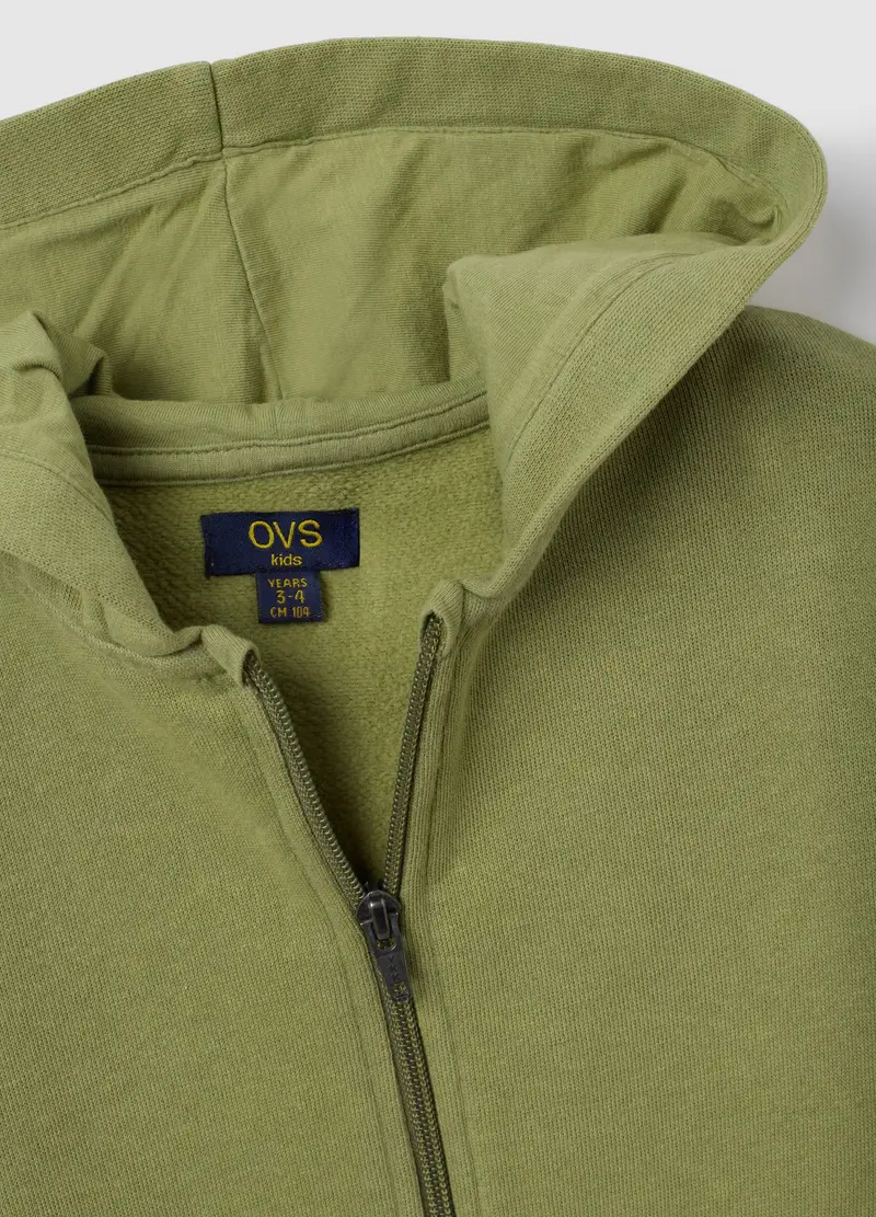 Felpa Con Cappuccio Verde Da Bambino In Puro Cotone Regular Fit, Verde miniatura 3