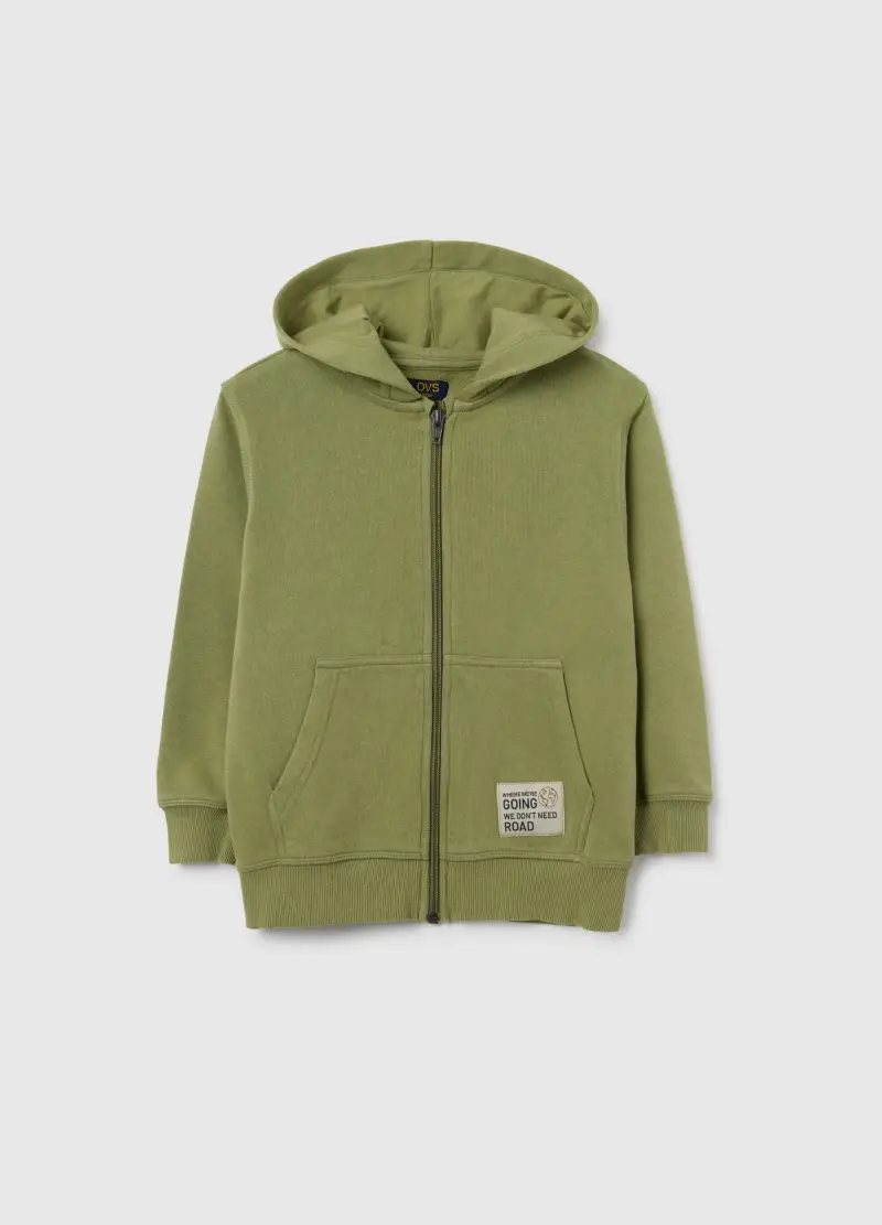 Felpa Con Cappuccio Verde Da Bambino In Puro Cotone Regular Fit, Verde