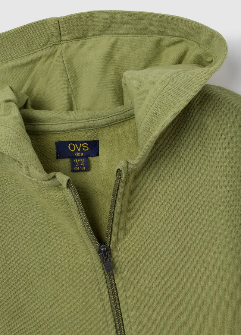 Felpa Con Cappuccio Verde Da Bambino In Puro Cotone Regular Fit, Verde miniatura 3