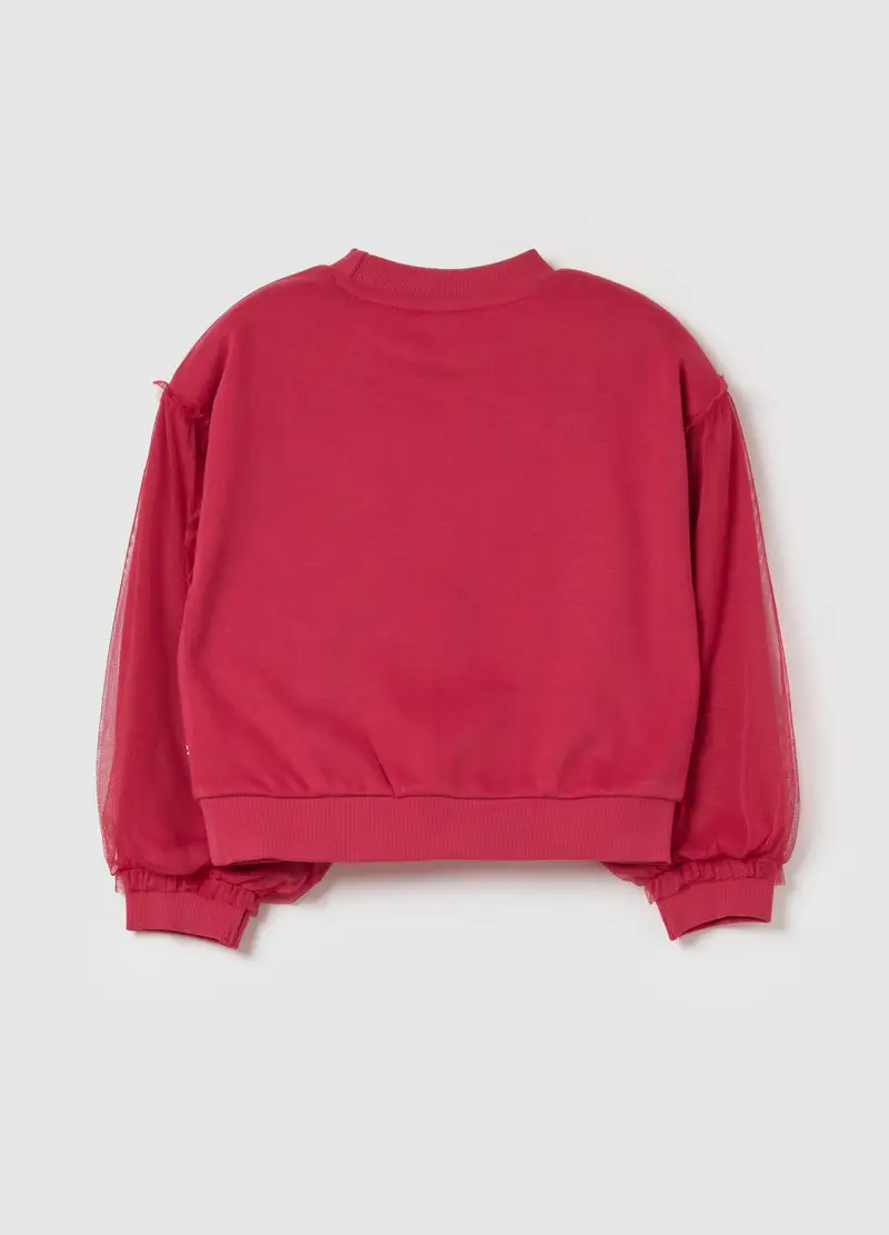 Felpa Con Tulle E Stampa "mickey + Minnie", Bambina, Rosso miniatura 2