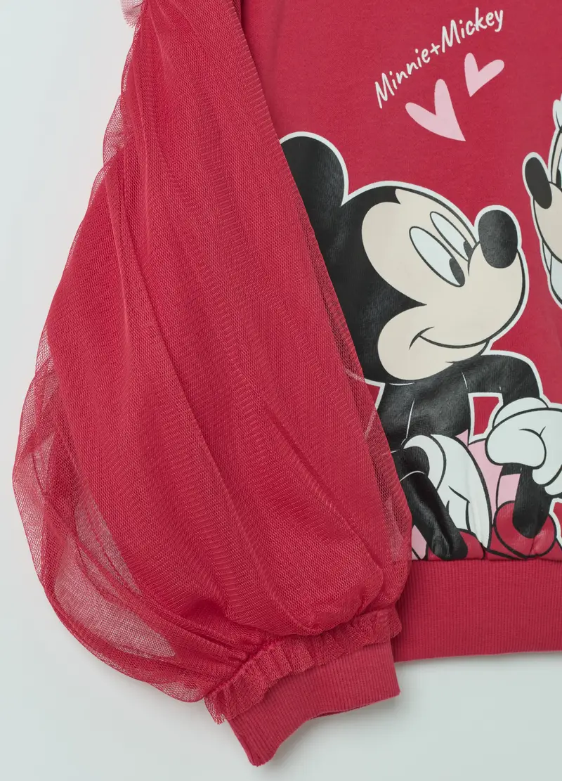 Felpa Con Tulle E Stampa "mickey + Minnie", Bambina, Rosso miniatura 3