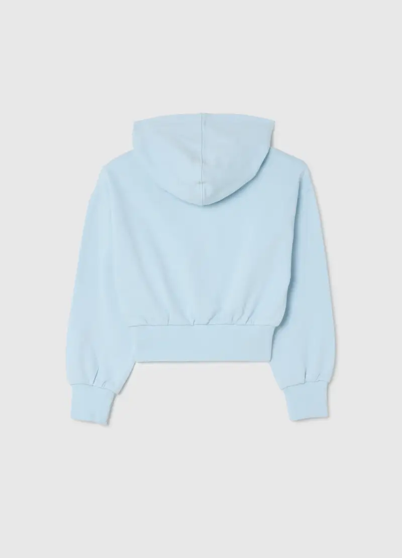 Felpa Corta Azzurra Da Ragazza In Puro Cotone Regular Fit, Bambina, Azzurro miniatura 2