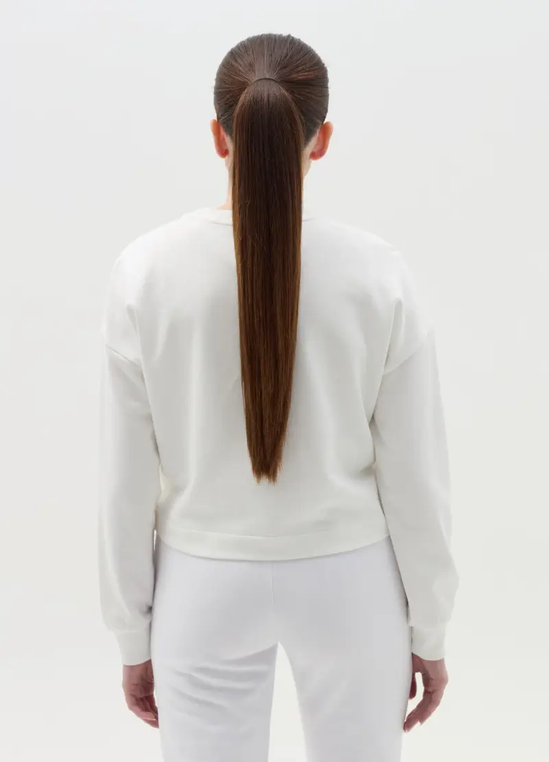 Felpa Crop Con Stampa, Bambina, Bianco miniatura 2