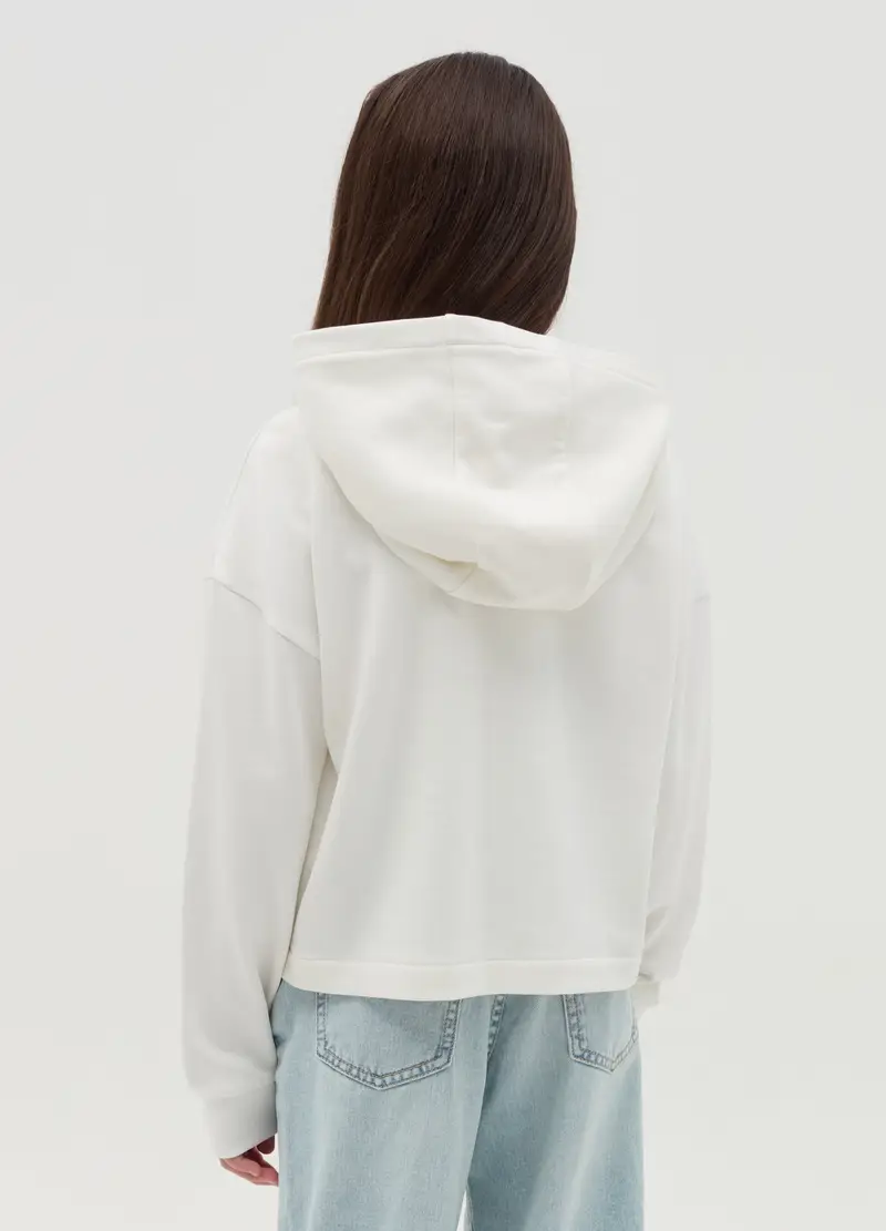 Felpa Crop Con Stampa Stitch, Bambina, Bianco miniatura 3