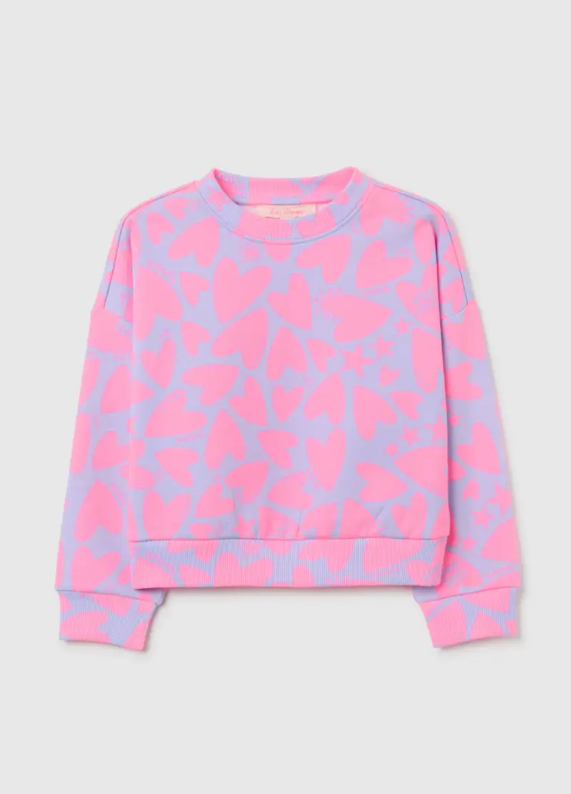 Felpa Da Bambina In Misto Cotone Multicolor Regular Fit Girocollo, Multicolor