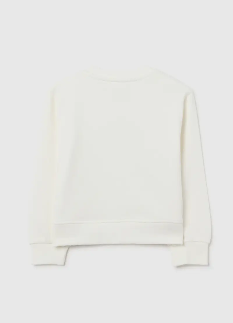 Felpa Da Bambina In Puro Cotone Bianca Regular Fit, Bianco miniatura 2