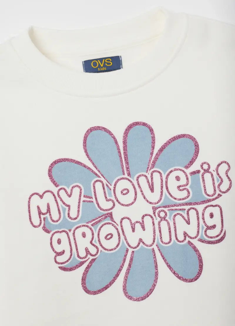 Felpa Da Bambina In Puro Cotone Bianca Regular Fit, Bianco miniatura 3