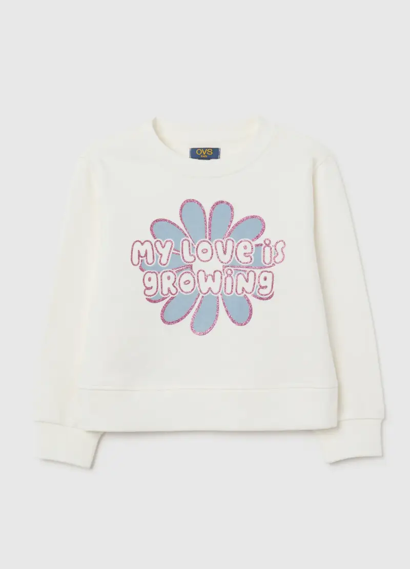 Felpa Da Bambina In Puro Cotone Bianca Regular Fit, Bianco