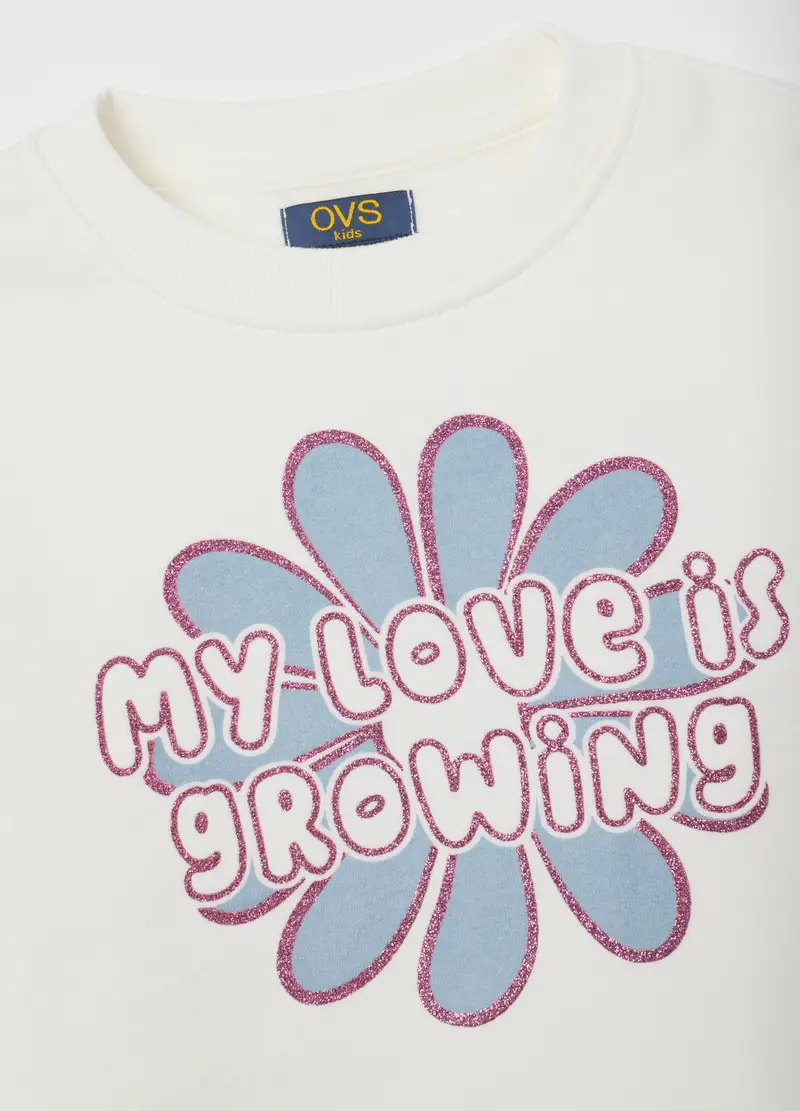 Felpa Da Bambina In Puro Cotone Bianca Regular Fit, Bianco miniatura 3