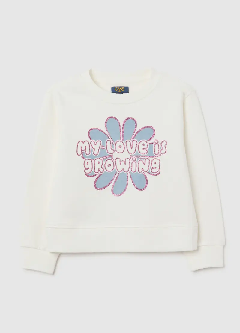 Felpa Da Bambina In Puro Cotone Bianca Regular Fit, Bianco