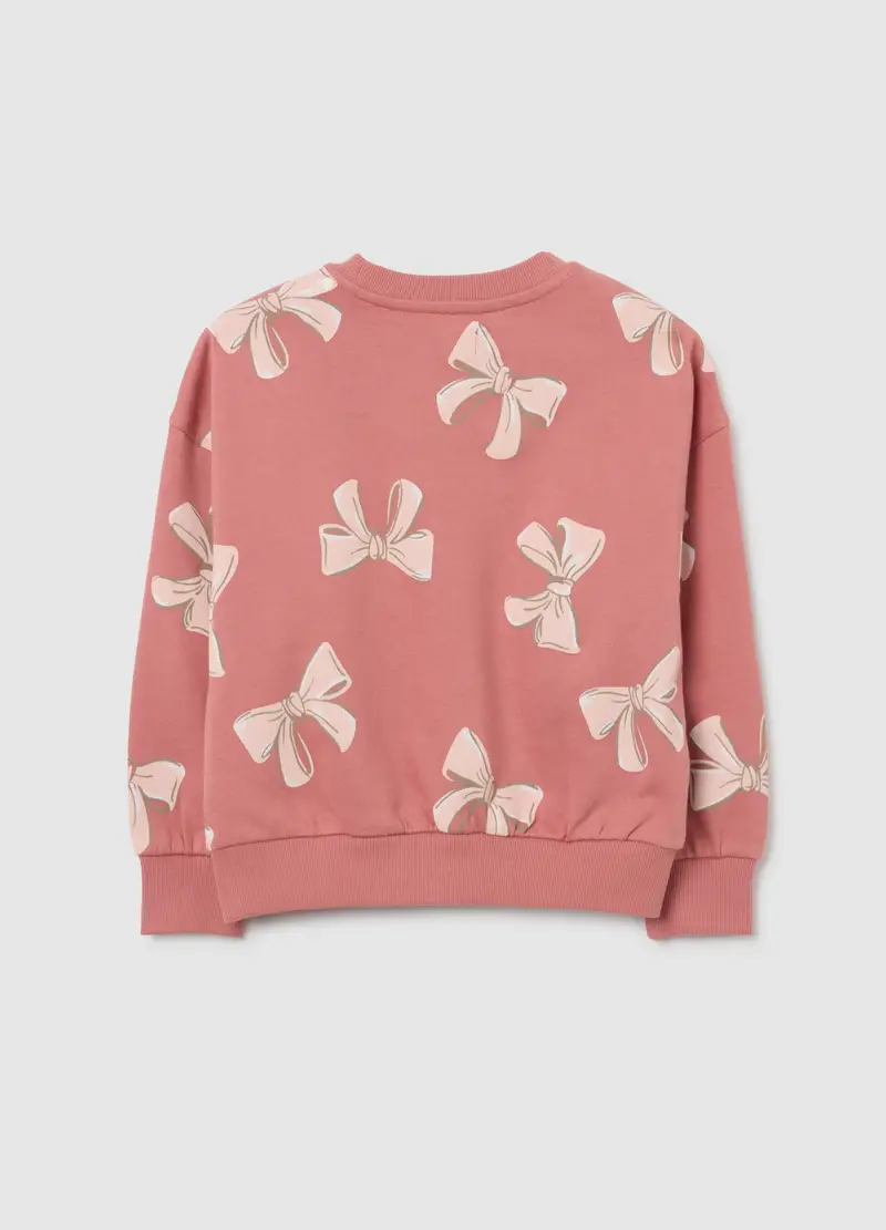 Felpa Da Bambina In Puro Cotone Rosa Regular Fit Con Girocollo, Rosa miniatura 2