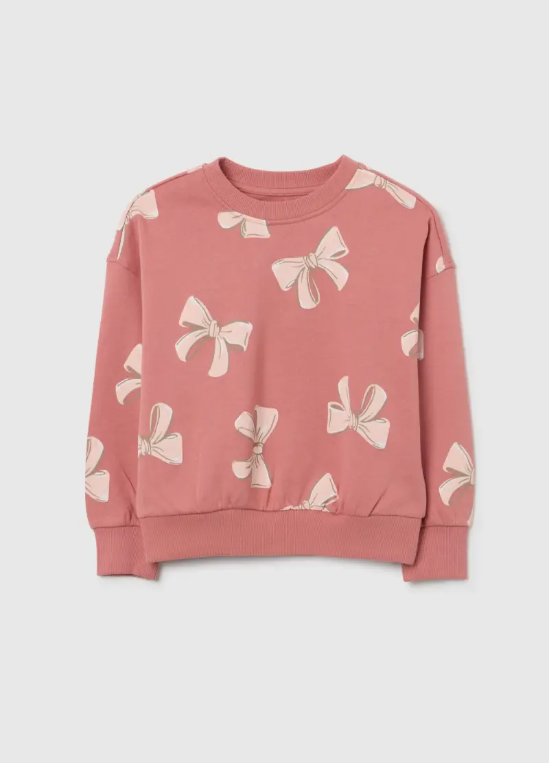 Felpa Da Bambina In Puro Cotone Rosa Regular Fit Con Girocollo, Rosa