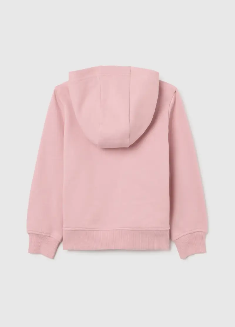 Felpa Da Bambina In Puro Cotone Rosa Regular Fit Con Zip E Cappuccio, Rosa miniatura 2