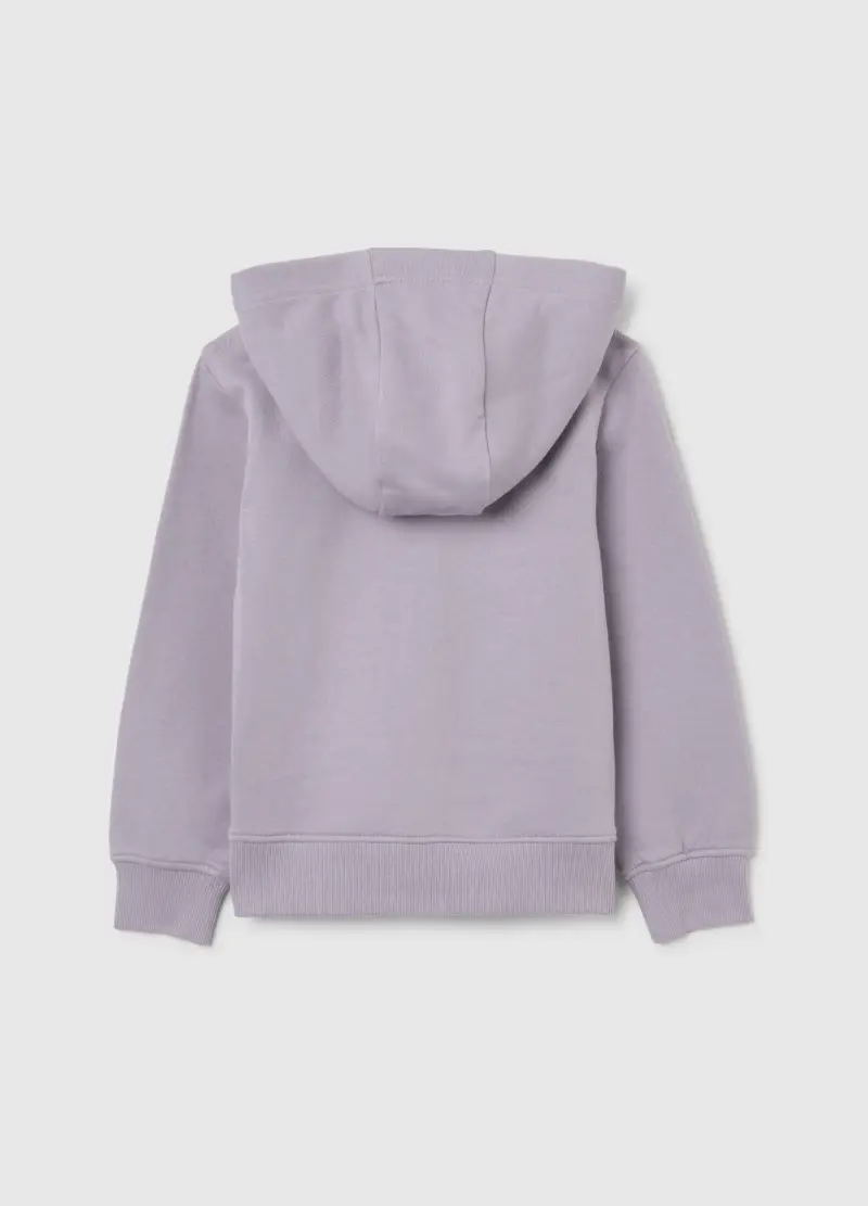 Felpa Da Bambina In Puro Cotone Viola Regular Fit Con Zip E Cappuccio, Viola miniatura 2
