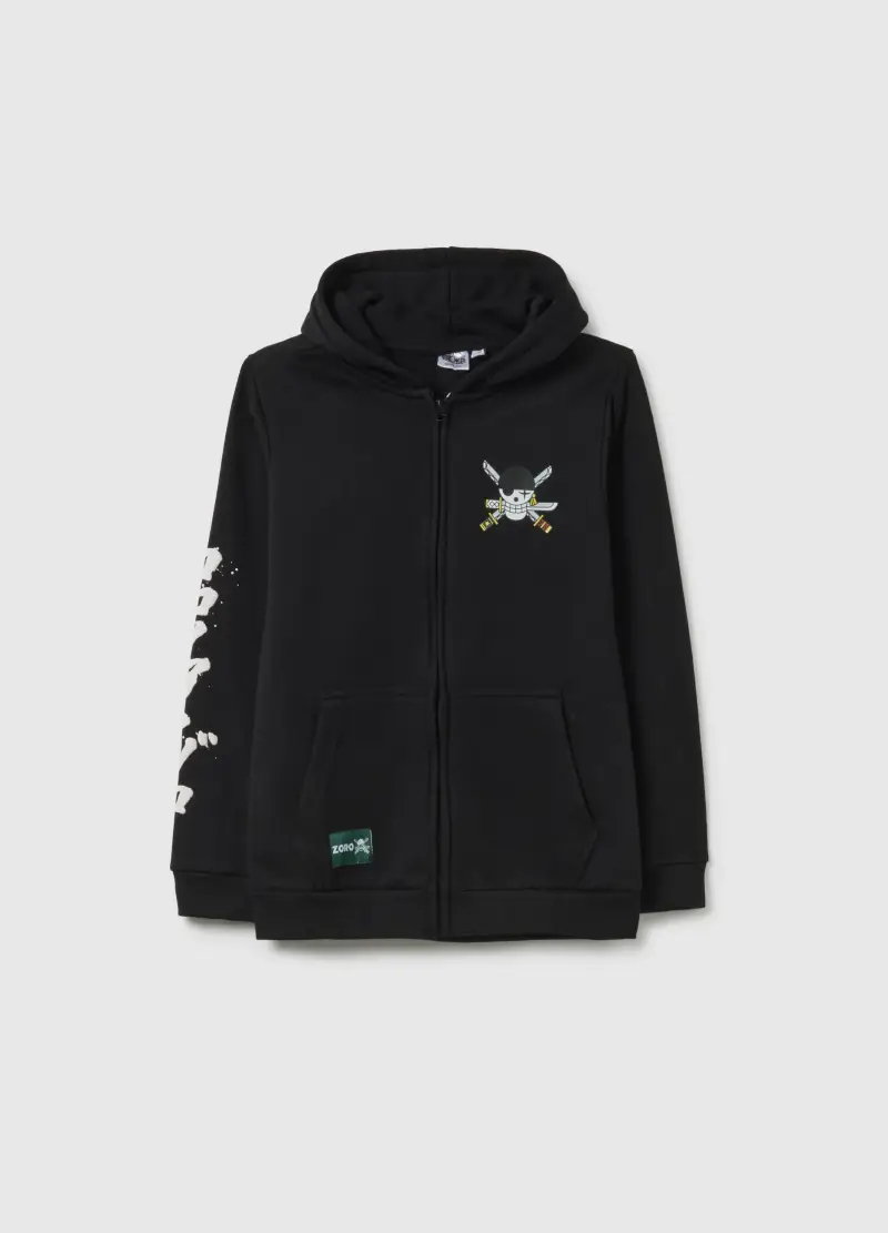 Felpa Da Bambino In Misto Cotone Nera Regular Fit Con Stampa, Nero