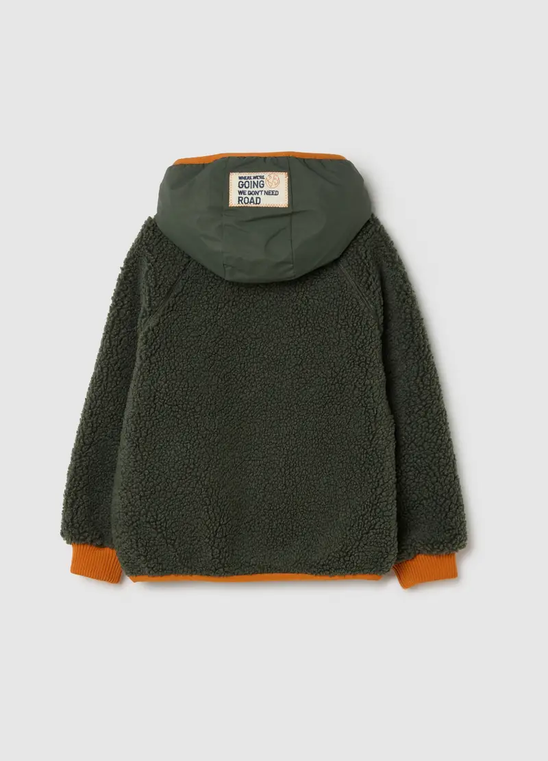 Felpa Da Bambino In Misto Sherpa Verde Regular Fit, Multicolor miniatura 2