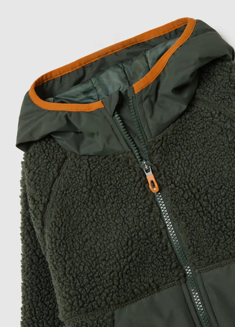 Felpa Da Bambino In Misto Sherpa Verde Regular Fit, Multicolor miniatura 3