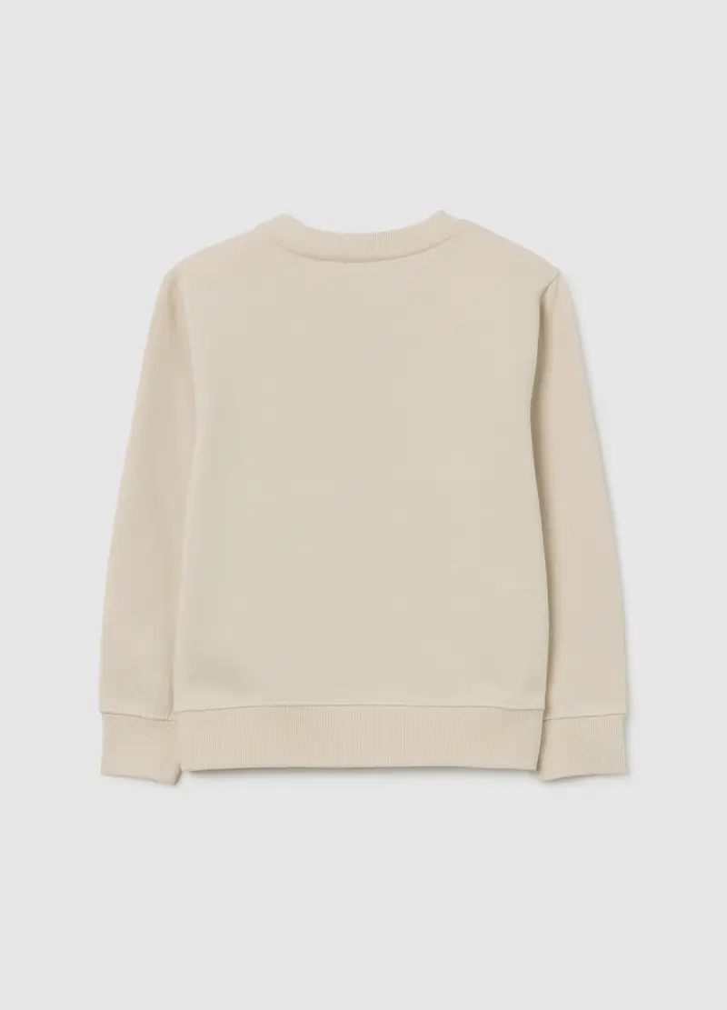 Felpa Da Bambino In Puro Cotone Beige Oversize, Beige miniatura 2
