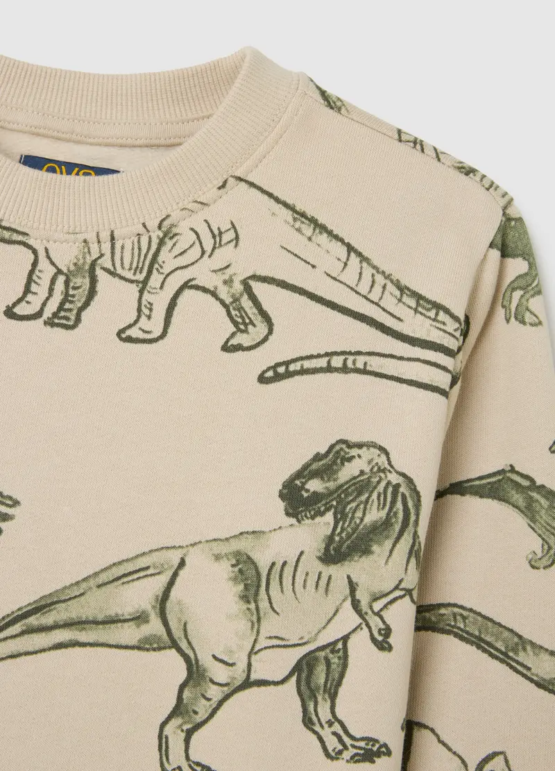 Felpa Da Bambino In Puro Cotone Beige Vestibilità Over, Multicolor miniatura 3