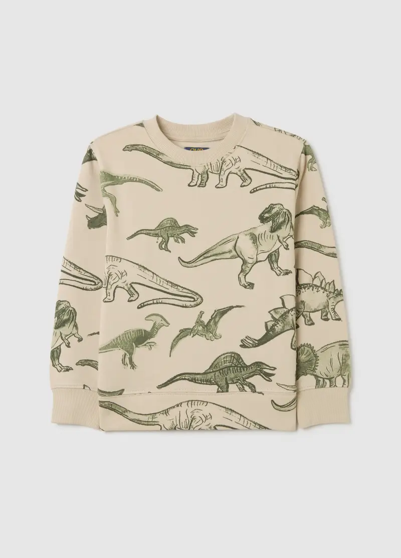 Felpa Da Bambino In Puro Cotone Beige Vestibilità Over, Multicolor