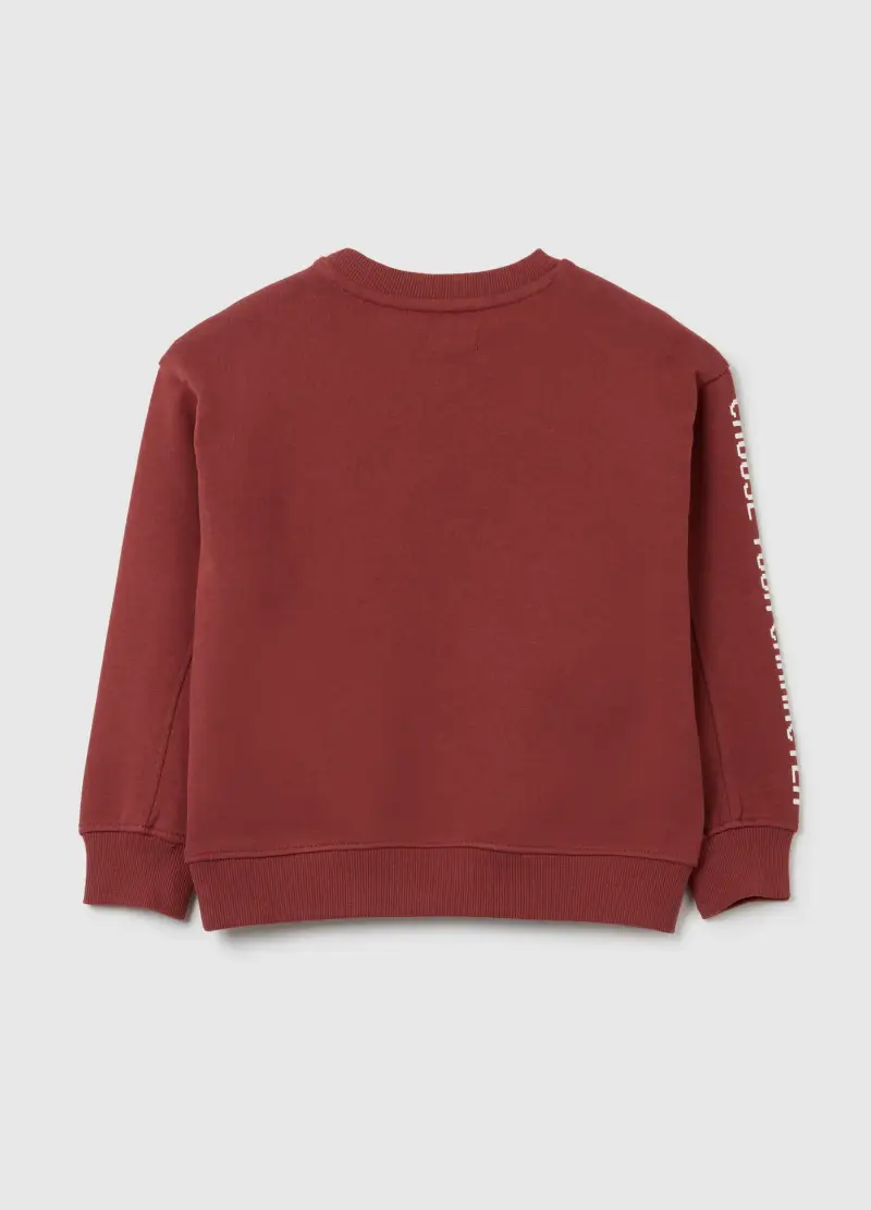 Felpa Da Bambino In Puro Cotone Bianca Con Stampa, Rosso miniatura 2