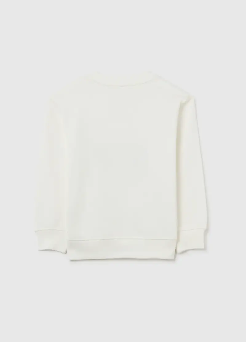 Felpa Da Bambino In Puro Cotone Bianca Regular Fit Con Stampa, Bianco miniatura 2