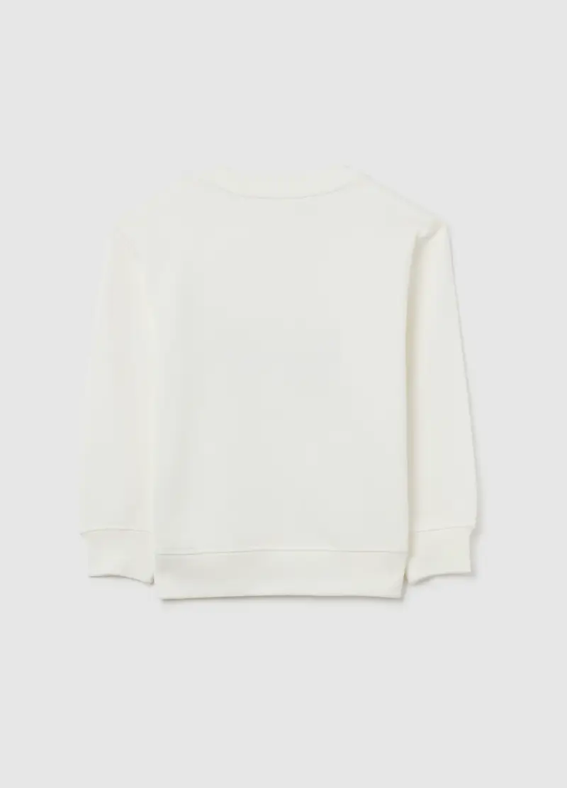 Felpa Da Bambino In Puro Cotone Bianca Regular Fit Con Stampa, Bianco miniatura 2