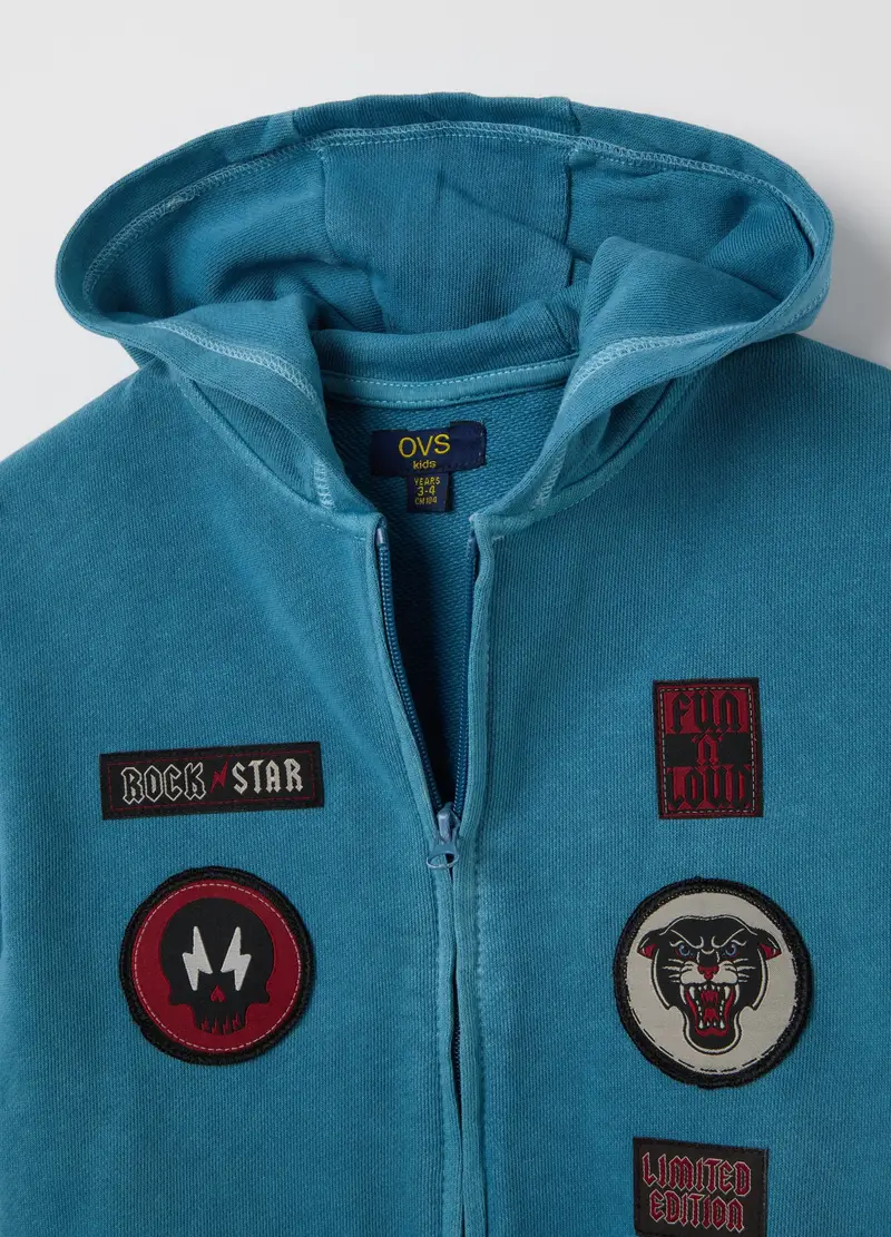 Felpa Da Bambino In Puro Cotone Blu Regular Fit, Blu miniatura 3