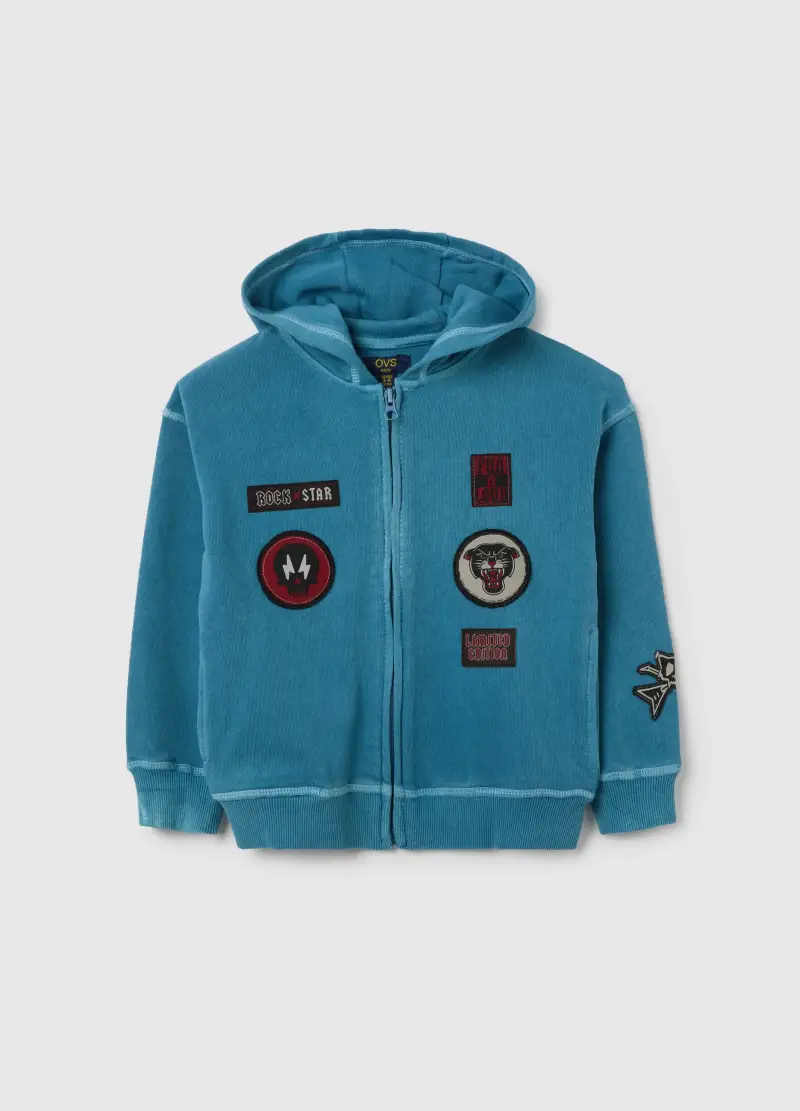 Felpa Da Bambino In Puro Cotone Blu Regular Fit, Blu