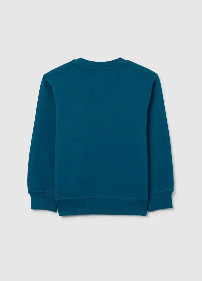 Felpa Da Bambino In Puro Cotone Blu Regular Fit Con Stampa, Blu miniatura 2