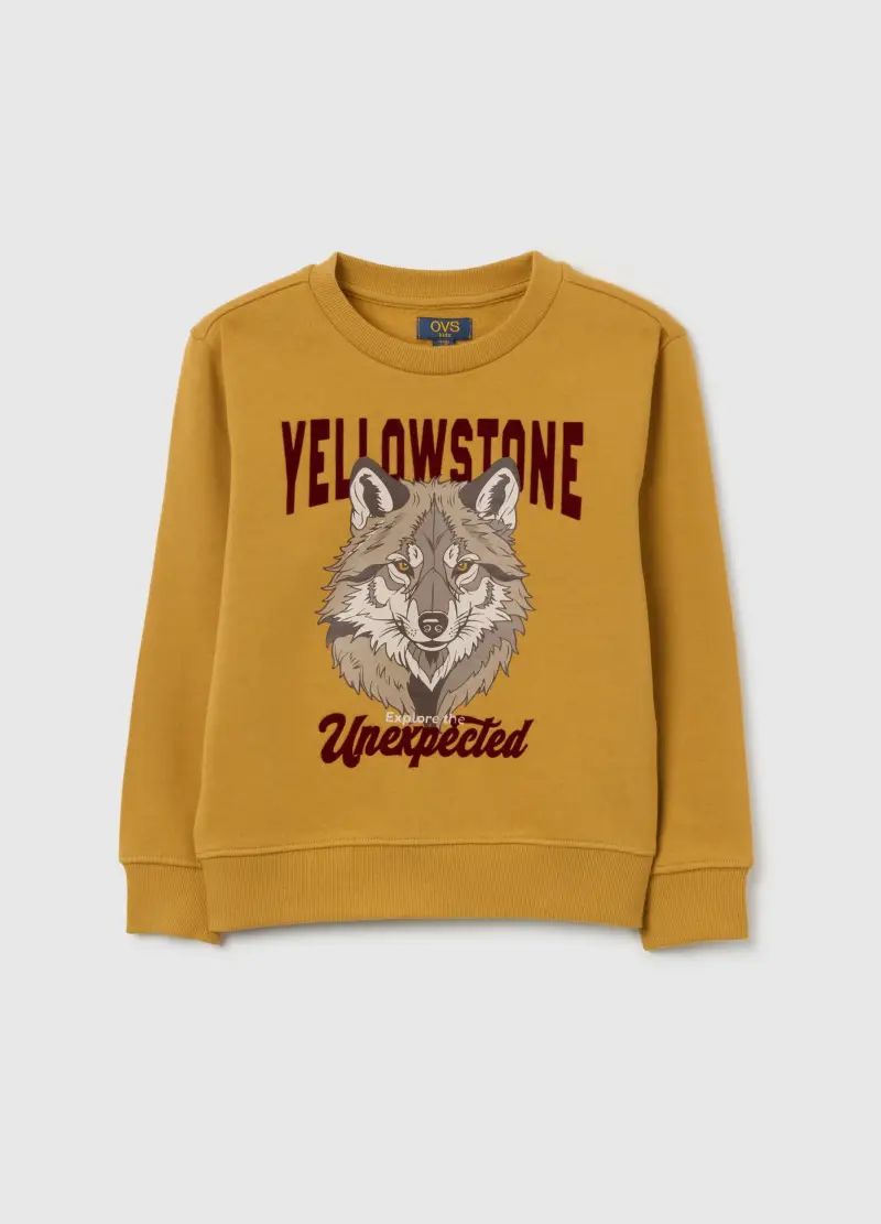 Felpa Da Bambino In Puro Cotone Gialla Oversize, Giallo