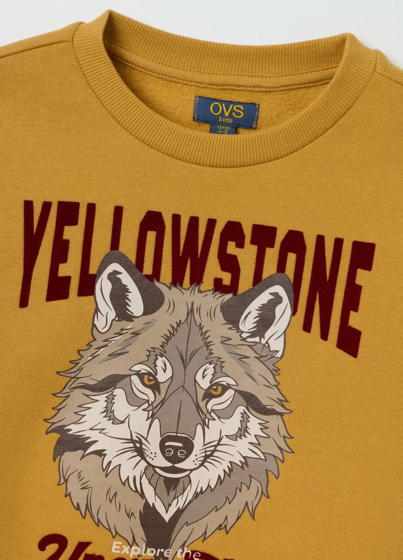 Felpa Da Bambino In Puro Cotone Gialla Oversize, Giallo miniatura 3