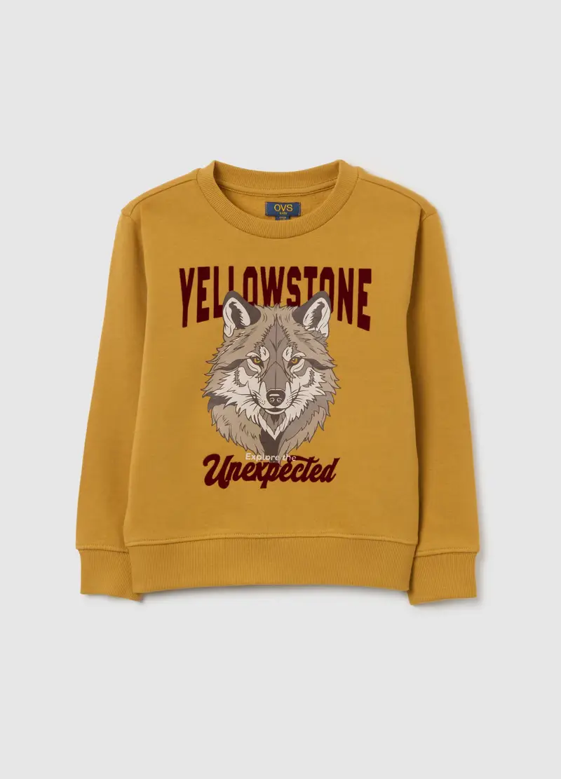 Felpa Da Bambino In Puro Cotone Gialla Oversize, Giallo