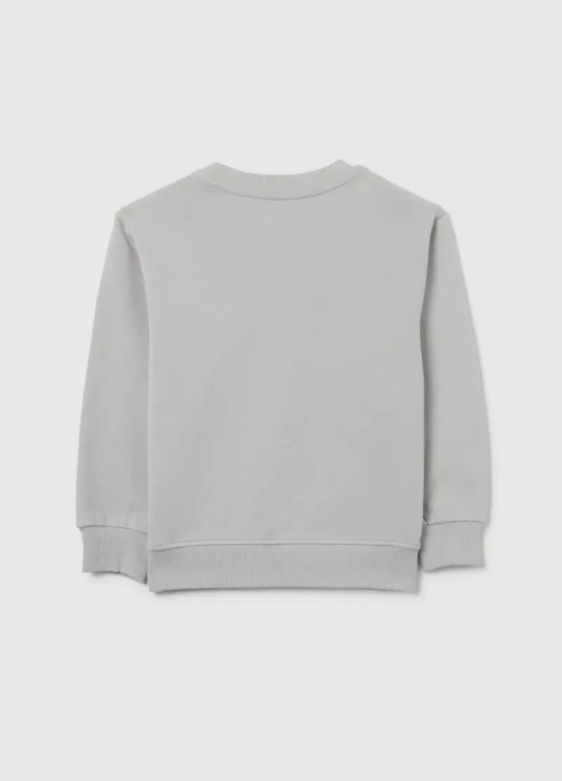 Felpa Da Bambino In Puro Cotone Grigia Regular Fit Con Stampa, Grigio miniatura 2
