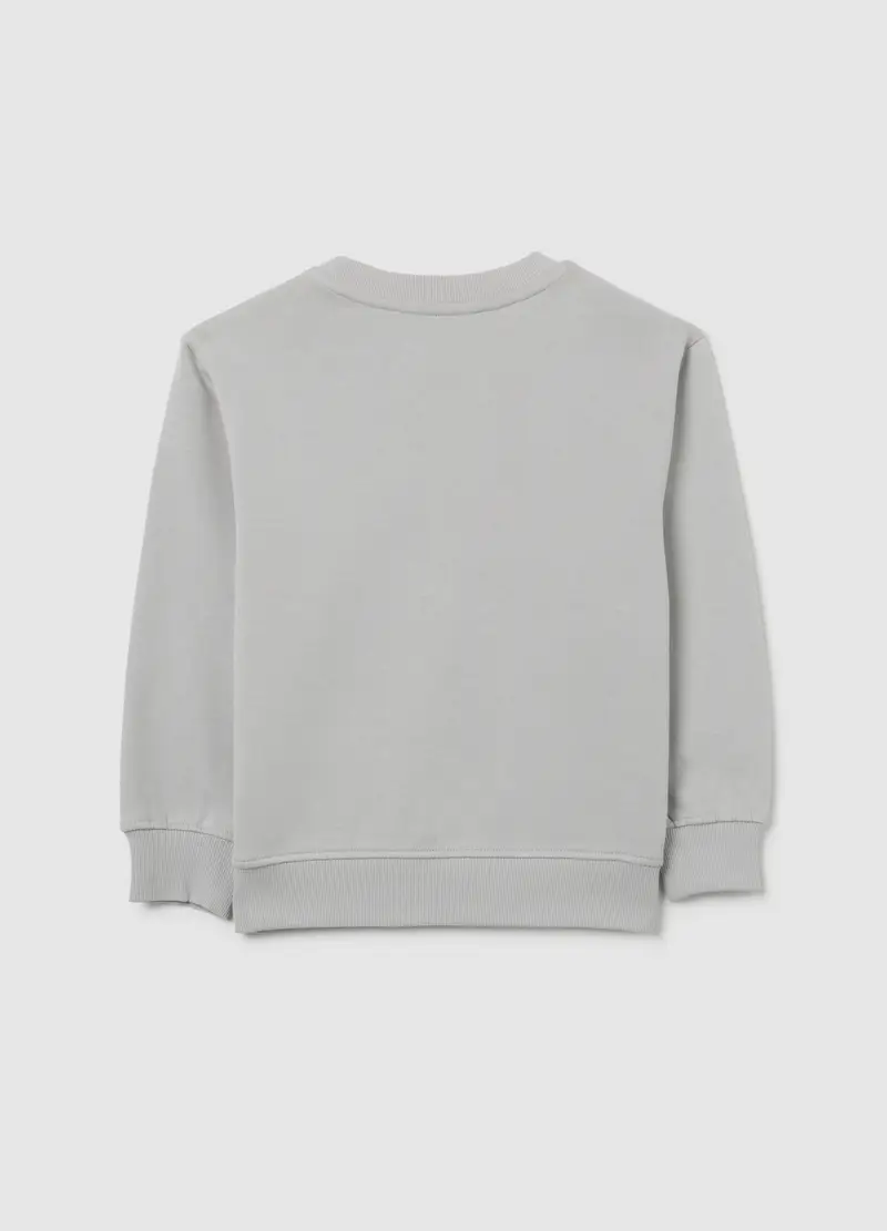 Felpa Da Bambino In Puro Cotone Grigia Regular Fit Con Stampa, Grigio miniatura 2