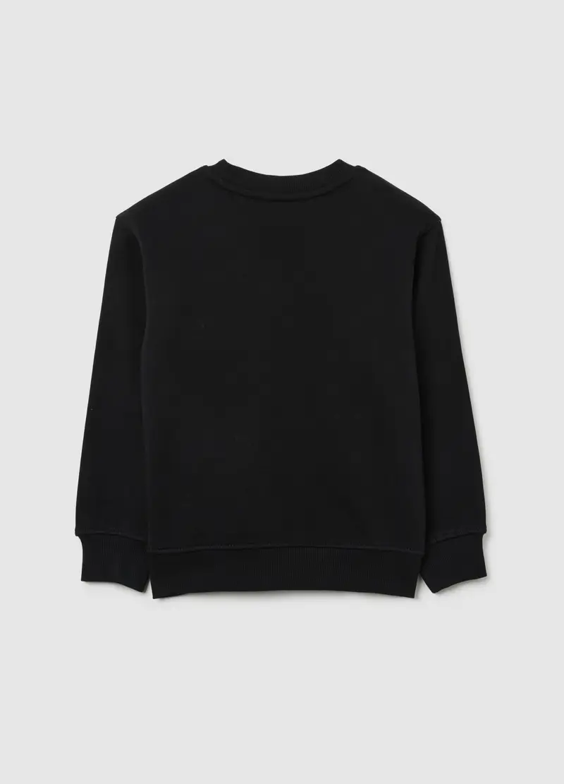 Felpa Da Bambino In Puro Cotone Nero Regular Fit Con Stampa, Nero miniatura 2