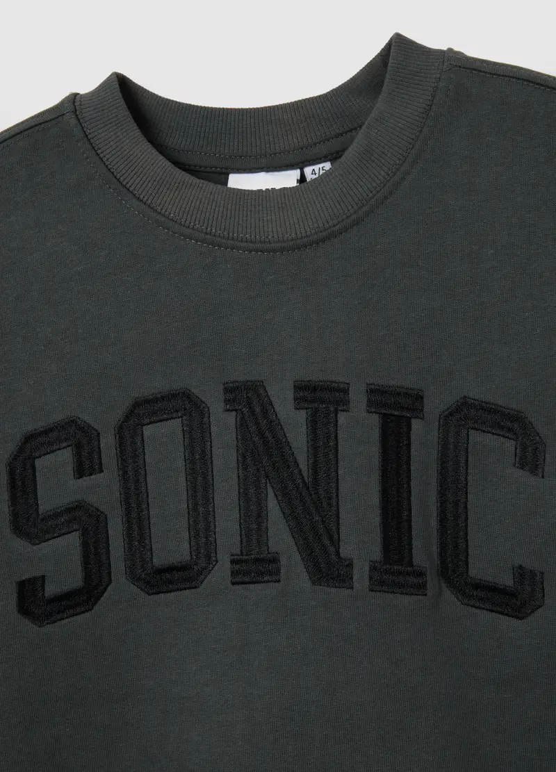 Felpa Da Bambino In Puro Cotone Nero Regular Fit, Nero miniatura 3