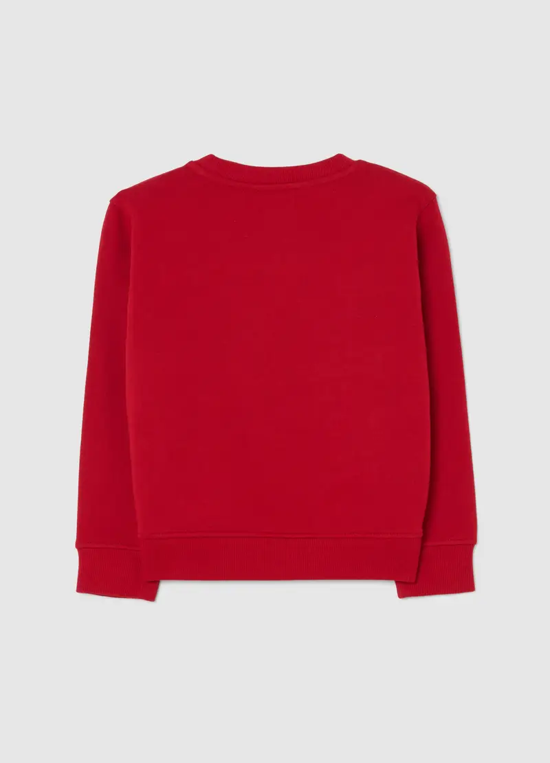 Felpa Da Bambino In Puro Cotone Rossa Regular Fit Con Stampa Natalizia, Rosso miniatura 2