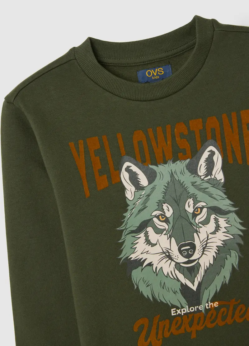 Felpa Da Bambino In Puro Cotone Verde Oversize, Verde miniatura 3