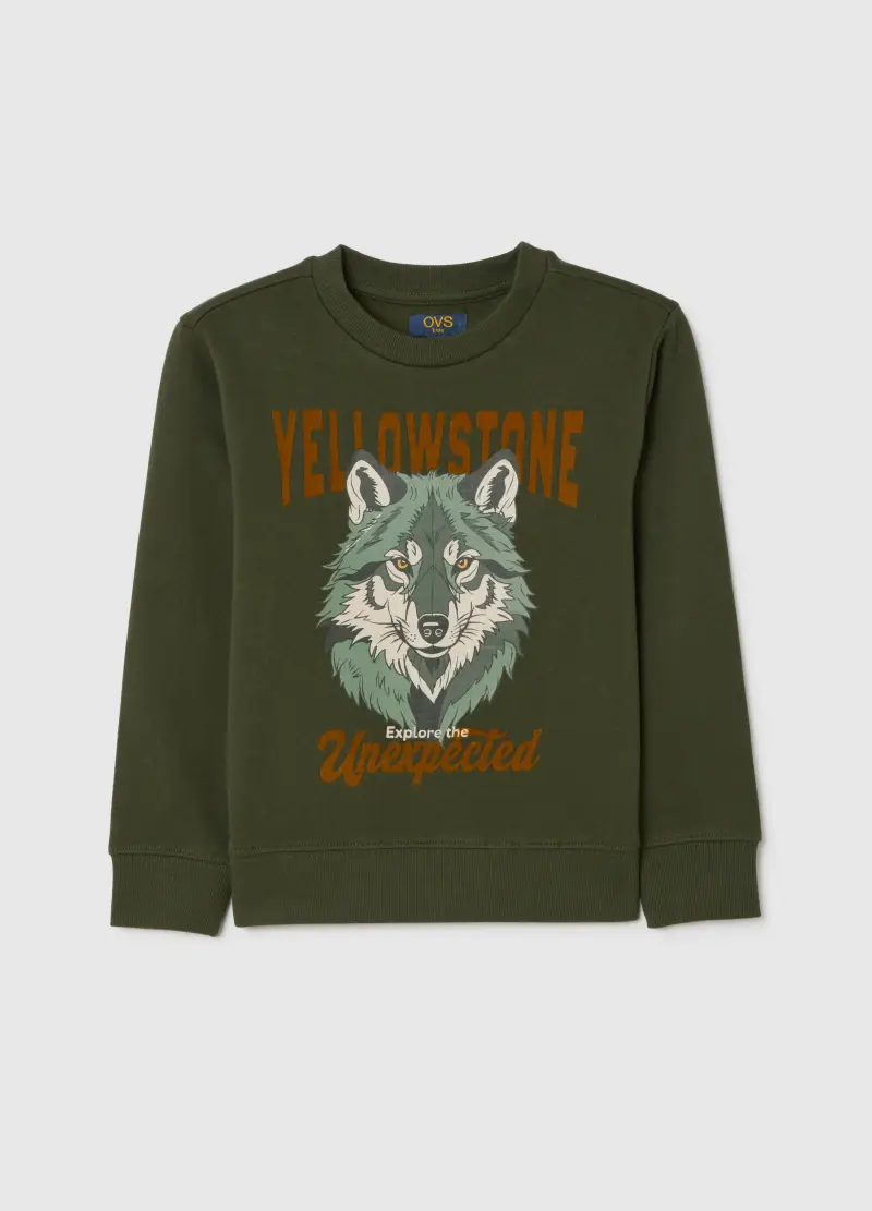 Felpa Da Bambino In Puro Cotone Verde Oversize, Verde