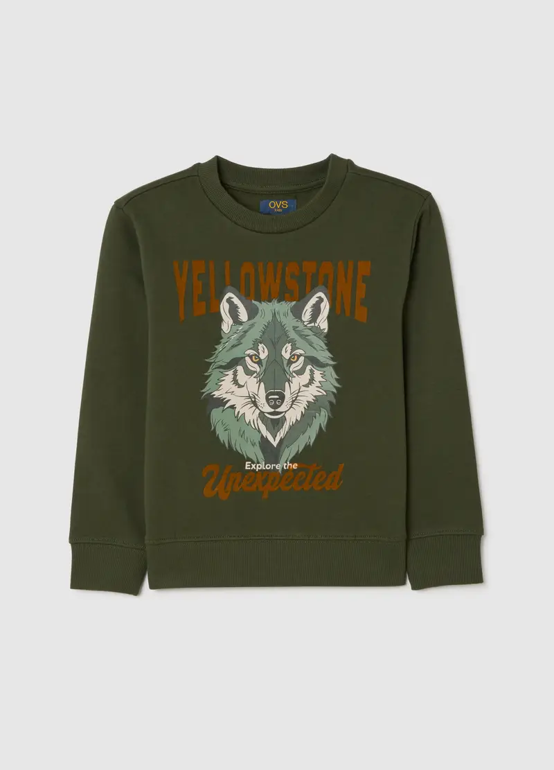 Felpa Da Bambino In Puro Cotone Verde Oversize, Verde