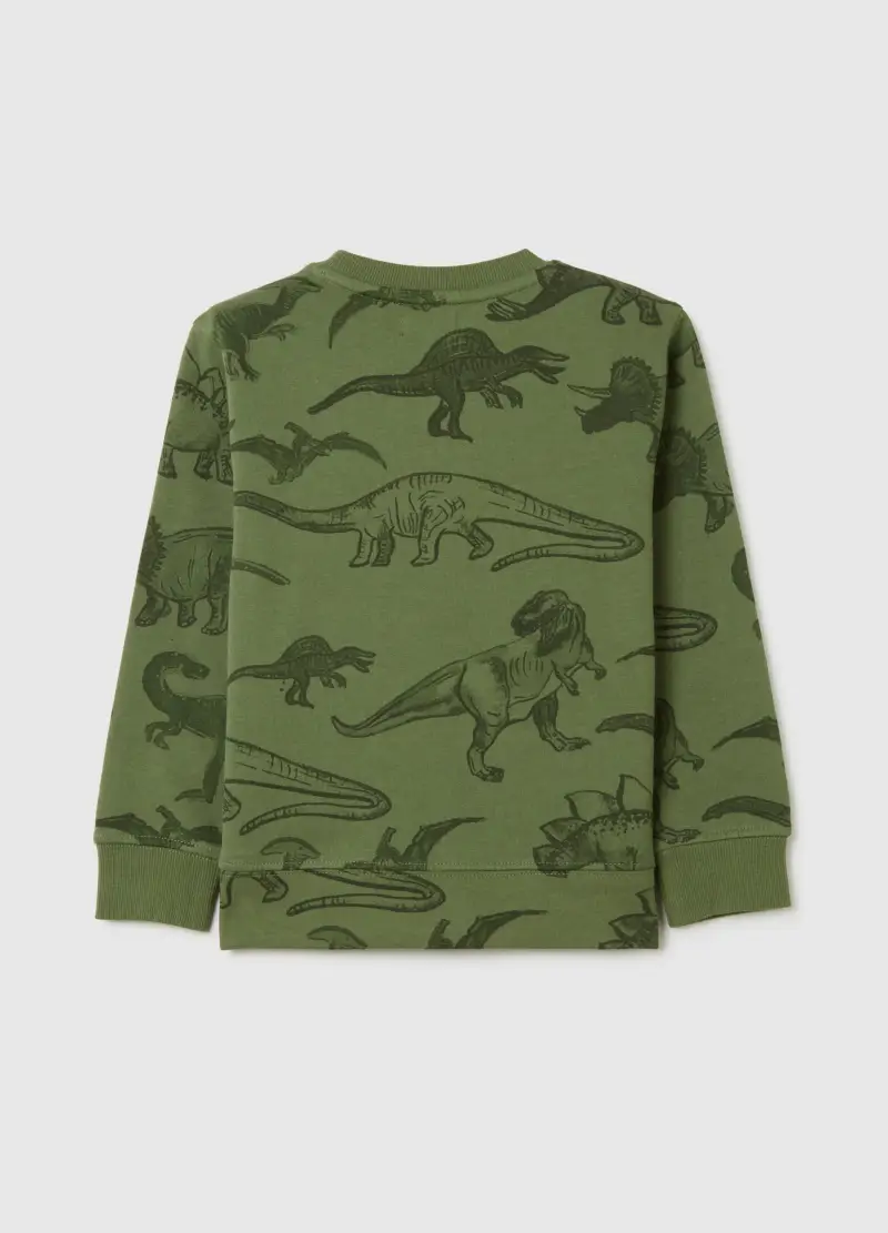 Felpa Da Bambino In Puro Cotone Verde Vestibilità Over, Verde miniatura 2