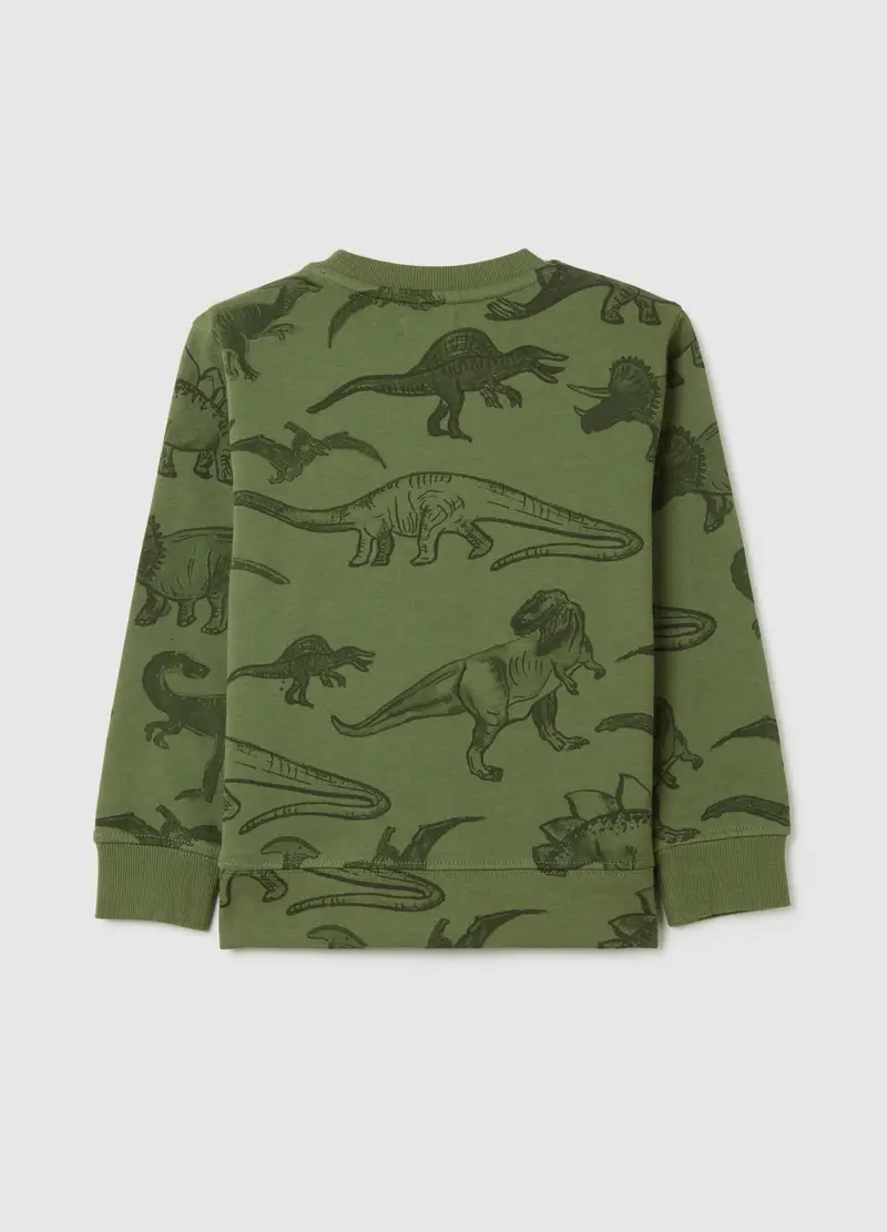 Felpa Da Bambino In Puro Cotone Verde Vestibilità Over, Verde miniatura 2