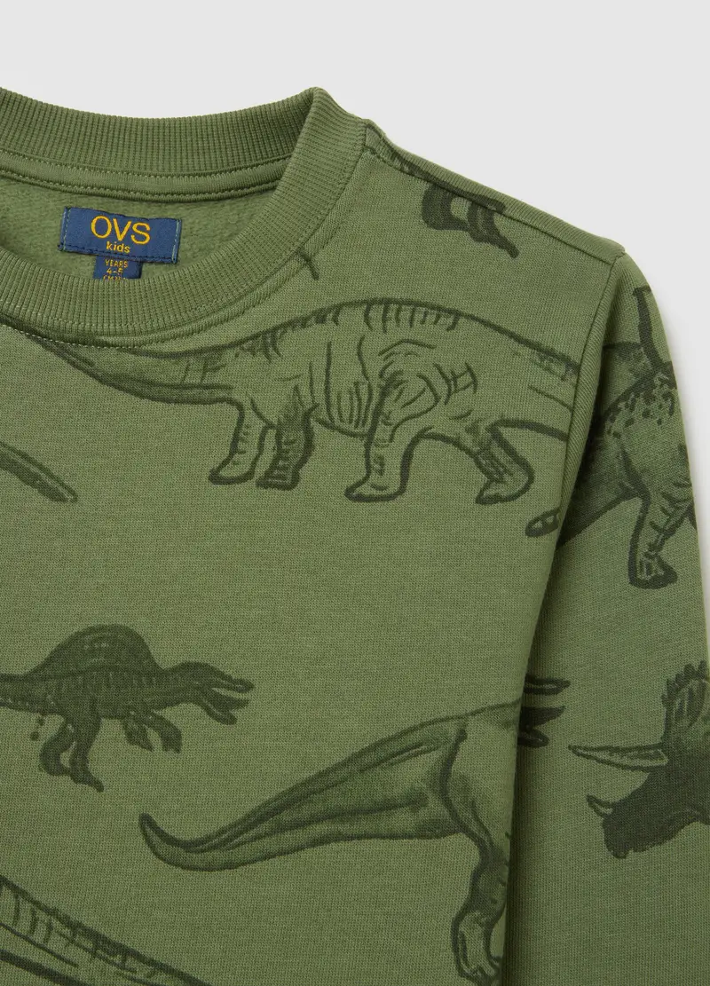 Felpa Da Bambino In Puro Cotone Verde Vestibilità Over, Verde miniatura 3