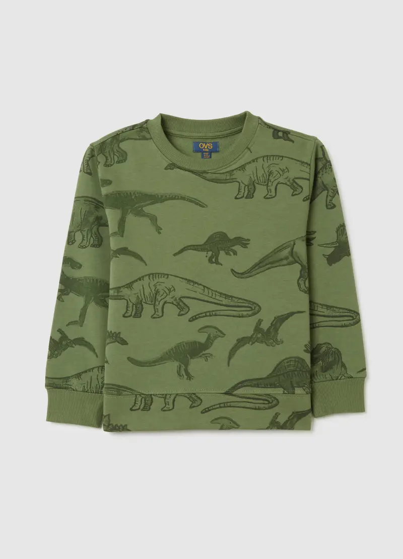 Felpa Da Bambino In Puro Cotone Verde Vestibilità Over, Verde