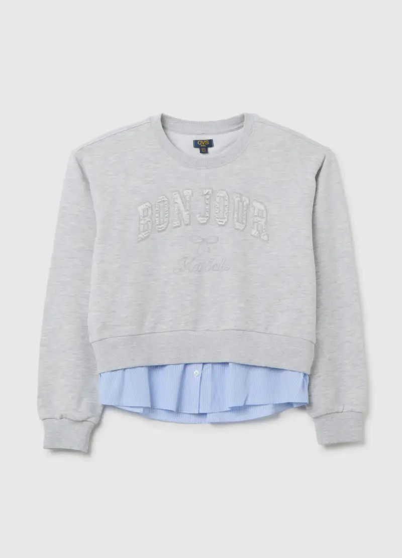 Felpa Da Ragazza In Misto Cotone Grigia Regular Fit, Bambina, Multicolor